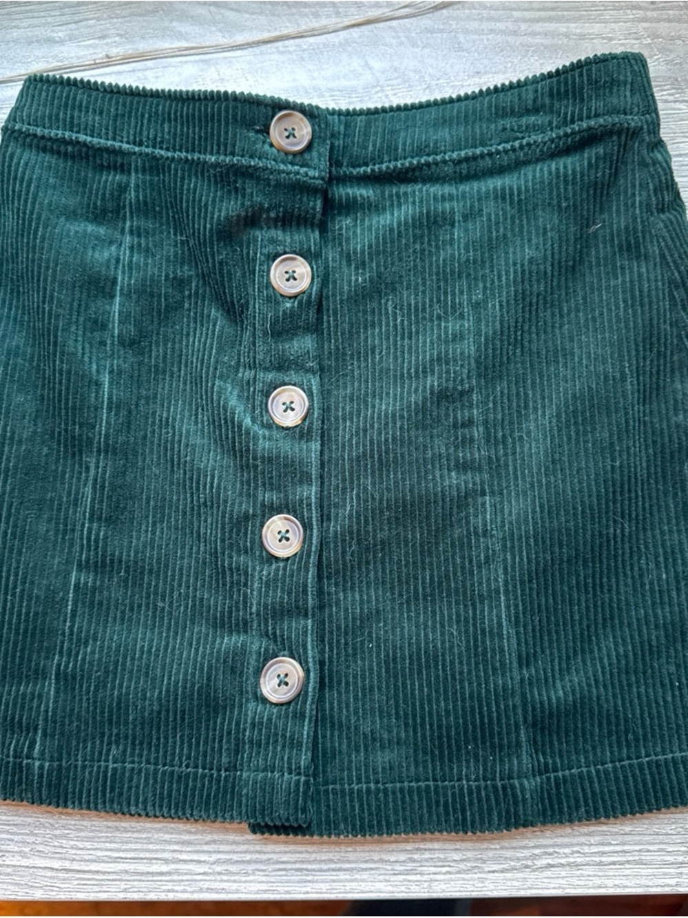 Forever 21 Emerald Green Corduroy Button-Front Mini Skirt